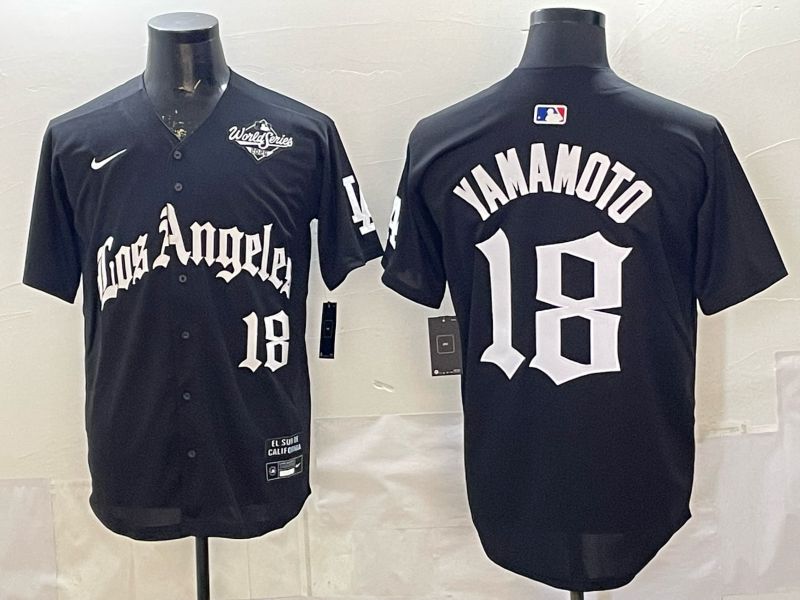 Men 2026 Los Angeles Dodgers #18 Yamamoto Black 5th generation Joint Name Nike MLB Jersey style 06->toronto blue jays->MLB Jersey